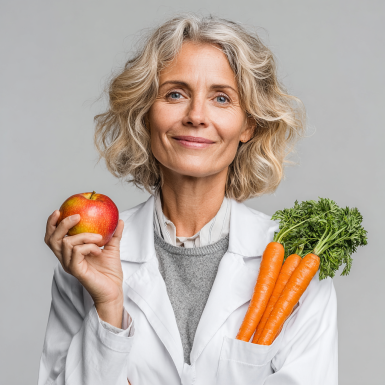 Літній чоловік з корзиною здорових продуктів